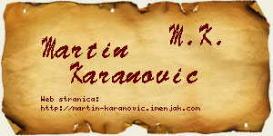 Martin Karanović vizit kartica